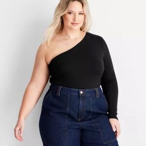 NWT Future Collective Black Womens One Sleeve Bodysuit Size 2X